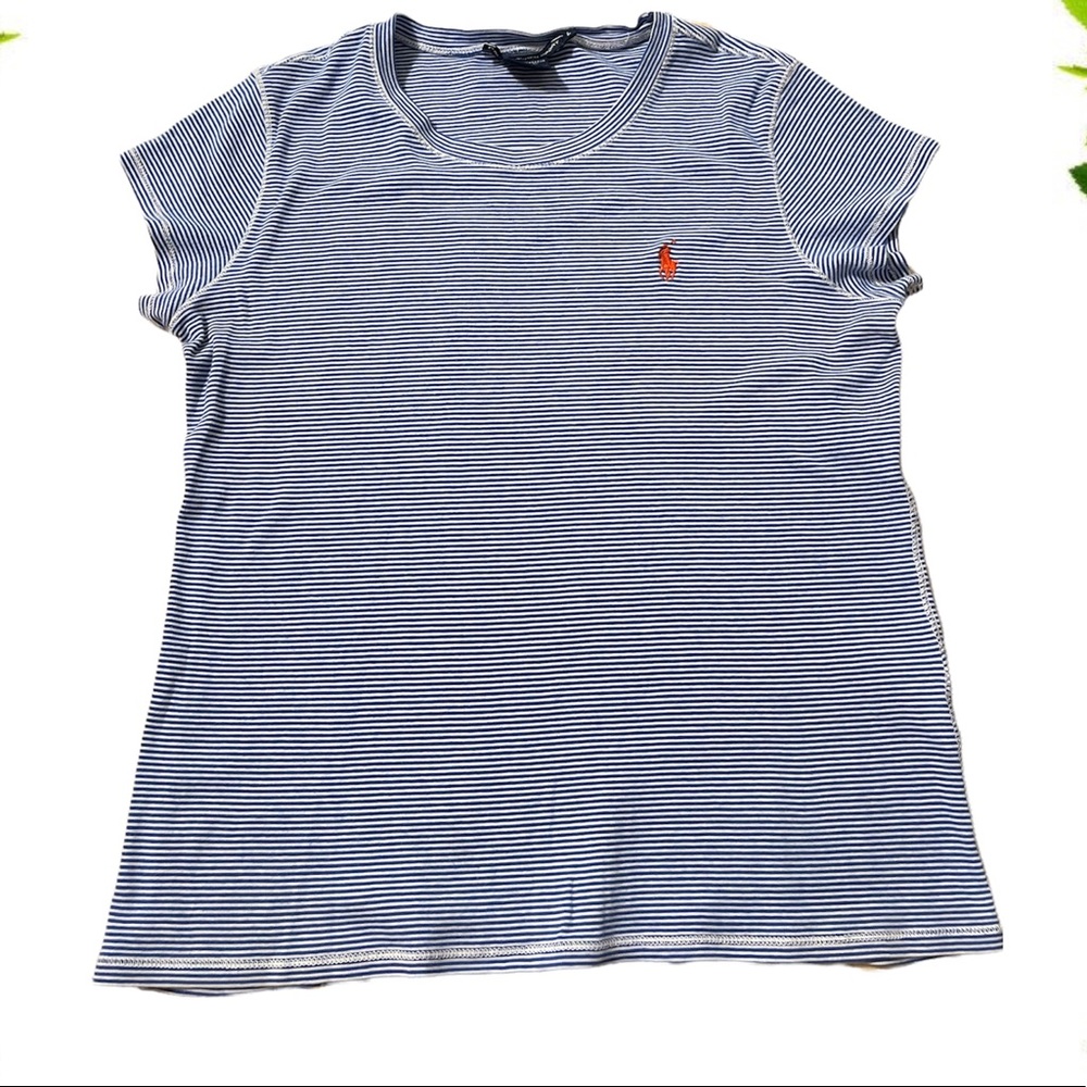 Ralph Lauren Sport Striped Blue & White Tee